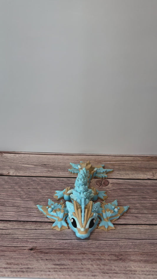 8in Articulated Tiny Ocean Wyvern – 3D Printed Sea Dragon Fidget Toy